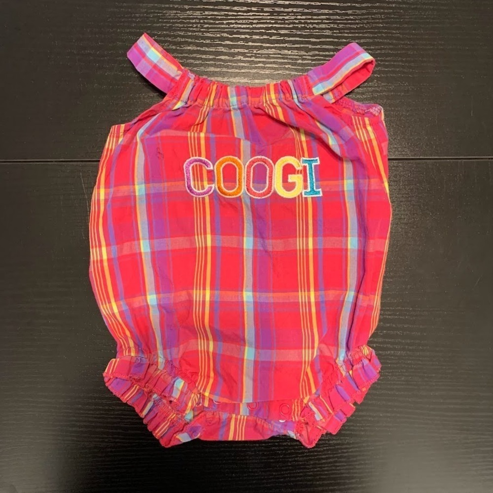COOGI Baby One Piece Romper‎ Pink Plaid Ruffled Embroidered Girl's 3/6 Months